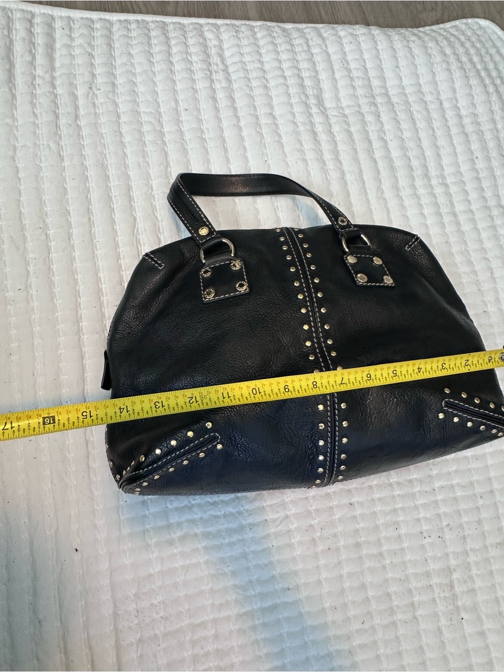 Michael Kors Studded Astor Satchel Black & Gold Soft Leather CLEAN - Picture 11 of 13